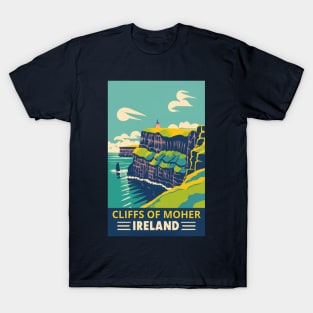 A Vintage Travel Art of the Cliffs of Moher - Ireland T-Shirt